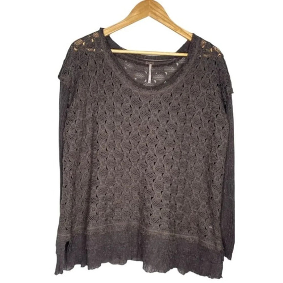 Free People Windows To My Soul Open Knit Sweater Brown Size XS - Picture 1 of 9